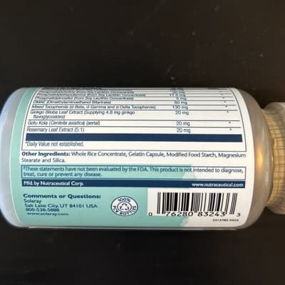 Solaray Phosphatidylserine Plus Ginko Biloba Extract Brain 60 Caps Exp 04/2028 - Thumbnail 3