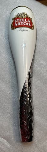 Stella Artois Belgium Beer Tap Handle 11.75 Inch Topper White Chrome - Thumbnail 2