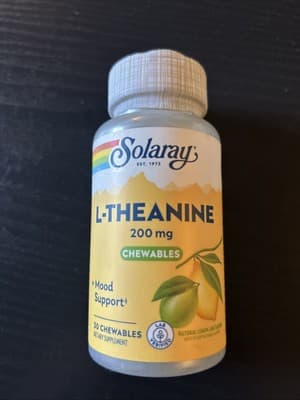 Solaray L-THEANINE Chewables 200mg Lemon Lime 30ct Exp 04/28