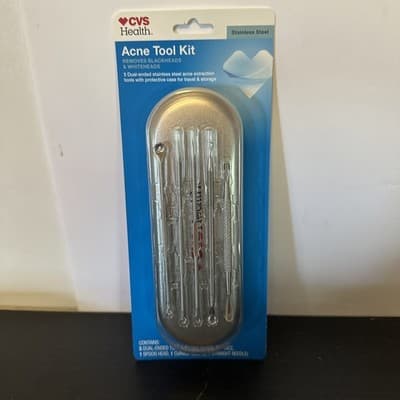 NEW Acne Tool Kit 5 Stainless Removes Blackheads & Whiteheads Protective Case