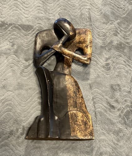 African Tribal Statue Ebony Wood Hand Carved In Ghana