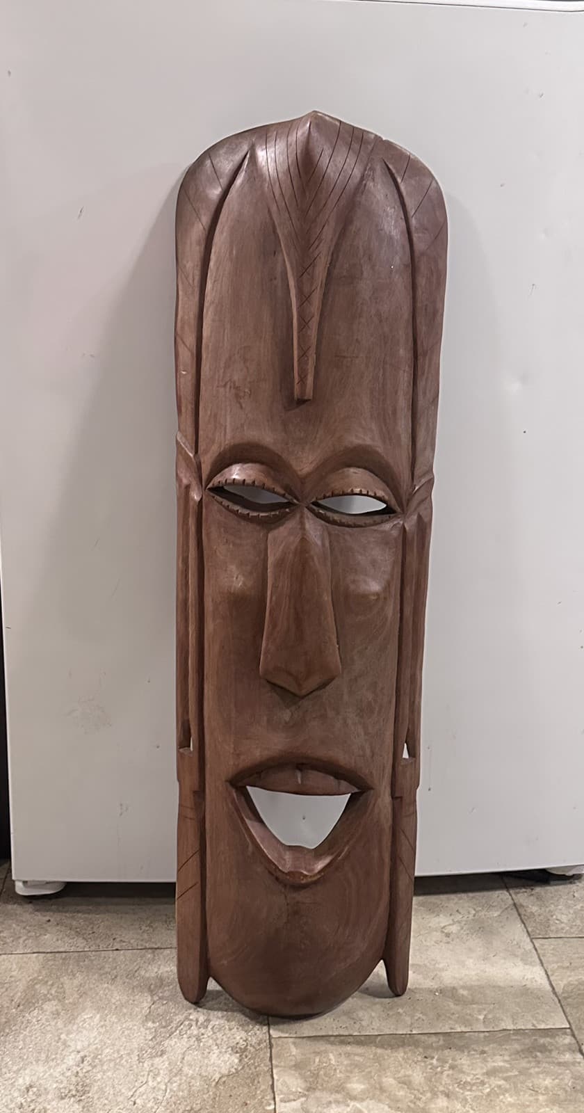 38” Wooden Mask Made In Kenya Hand Carved Art Home Decor