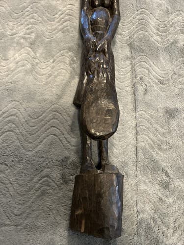 African Tribal Woman Statue Nude Ebony Wood Carved Fertility Heavy - Thumbnail 4