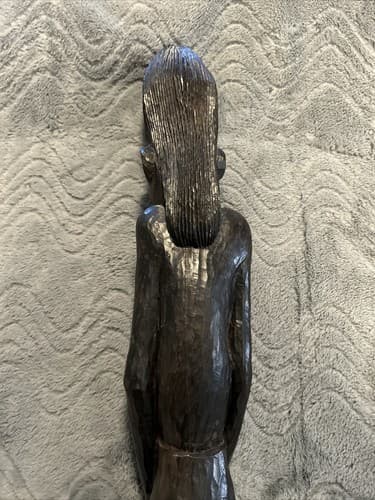 African Tribal Woman Statue Nude Ebony Wood Carved Fertility Heavy - Thumbnail 5
