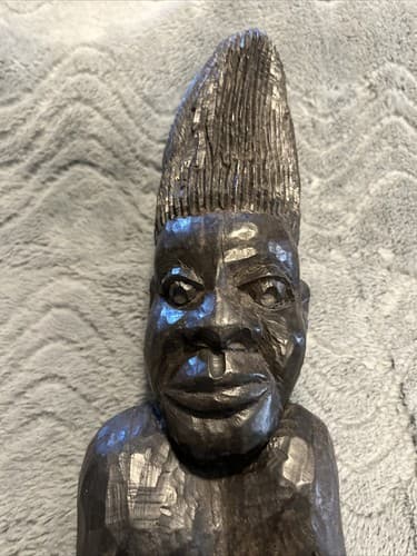 African Tribal Woman Statue Nude Ebony Wood Carved Fertility Heavy - Thumbnail 2