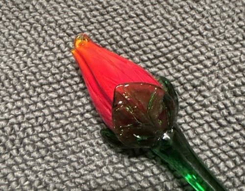NEW! Vintage Hand Blown Glass Art Rose Bud Flower Long Stem 20 “ - Thumbnail 5