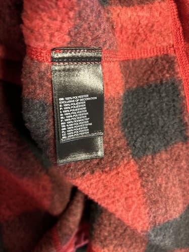 The North Face Buffalo Plaid Fleece 1/2 Zip Pullover Jacket Sz MED Black Red Men - Thumbnail 6