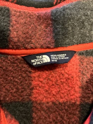 The North Face Buffalo Plaid Fleece 1/2 Zip Pullover Jacket Sz MED Black Red Men - Thumbnail 4
