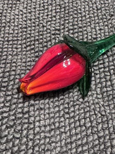 NEW! Vintage Hand Blown Glass Art Rose Bud Flower Long Stem 20 “ - Thumbnail 6