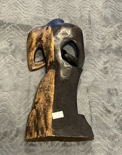 African Tribal Statue Ebony Wood Hand Carved In Ghana - Thumbnail 2