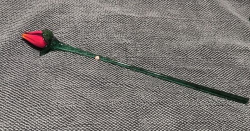 NEW! Vintage Hand Blown Glass Art Rose Bud Flower Long Stem 20 “ - Thumbnail 2