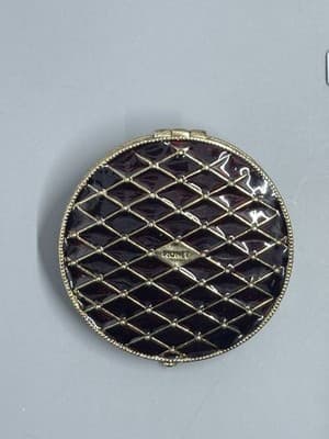 Monet Vintage Art Deco Red Rhinestone Bow Compact Mirror Double Sided – Elegant - Thumbnail 6