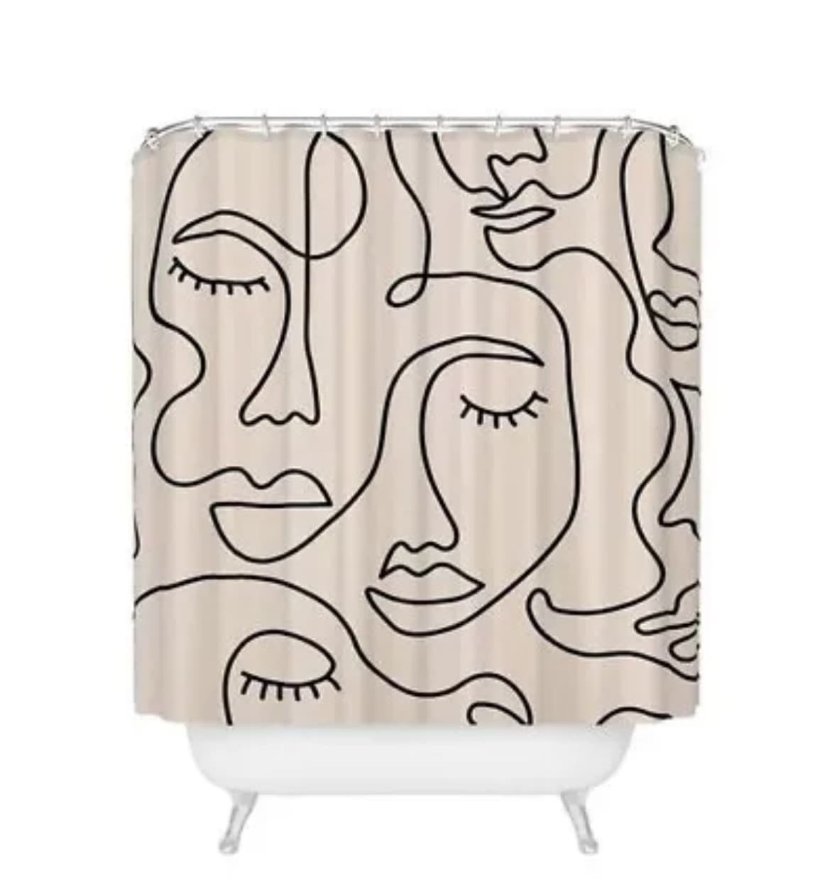NWT Society6 Abstract Single Line Face Shower Curtain by Sundry Society