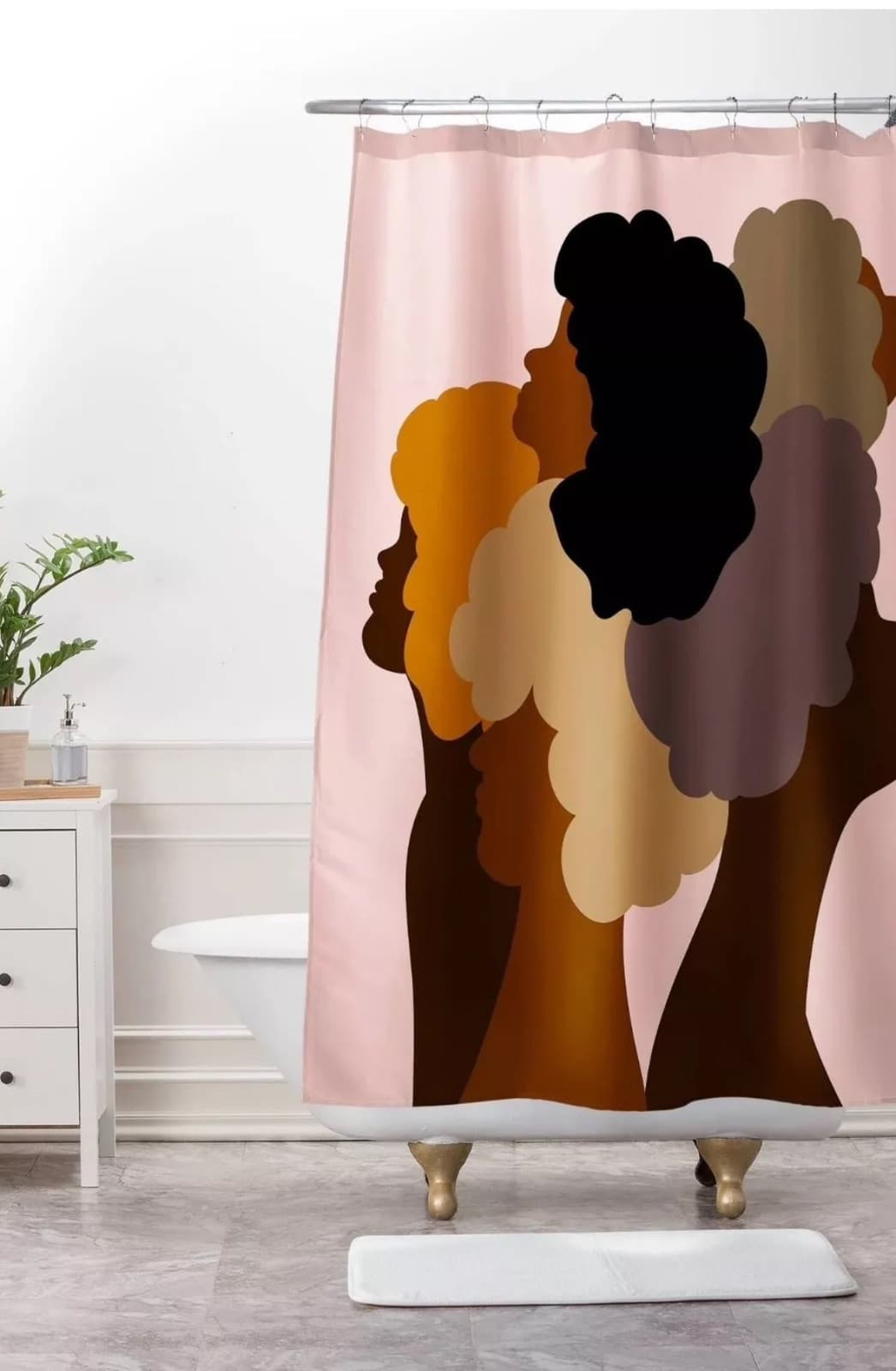 Society6 Winston Torr Shower Curtain Flawless Women of Color & Pink 69" x 72" - Thumbnail 3