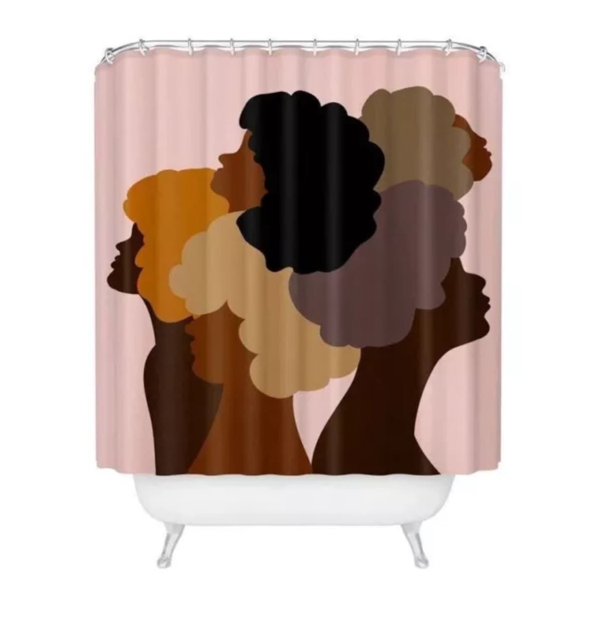 Society6 Winston Torr Shower Curtain Flawless Women of Color & Pink 69" x 72" - Thumbnail 2