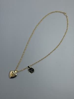 Vintage Religious Dove Heart Gold-Plated Locket on 18" Necklace