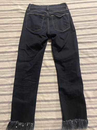 WOMENS FRAME DENIM JEANS LE HIGH STRAIGHT PINE KNOLL DARK BLUE 24 ankle fray - Thumbnail 5
