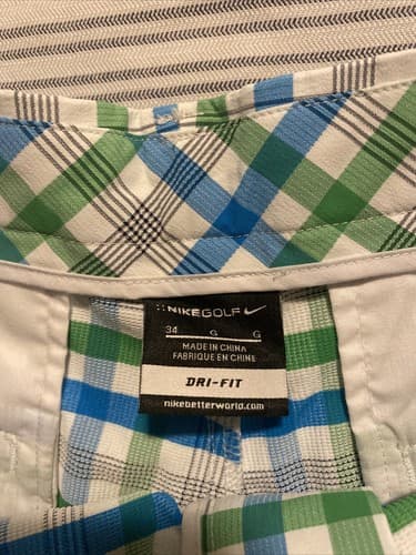 MENS NIKE GOLF SHORTS SIZE 34 PLAID DRI FIT INSEAM 11” - Thumbnail 2