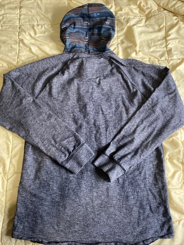 MENS VANS HOODIE SIZE LARGE AZTEC HOOD POCKETS GRAY BUTTON - Thumbnail 5