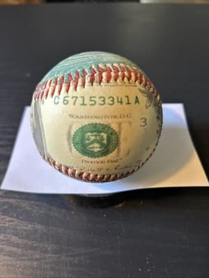 One Dollar Bill Unforgettaball Baseball Ball Souvenir Promotional Ball - Thumbnail 2