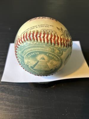 One Dollar Bill Unforgettaball Baseball Ball Souvenir Promotional Ball - Thumbnail 5