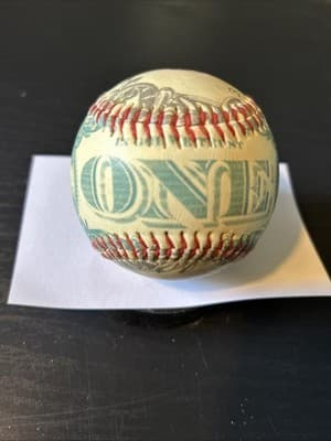 One Dollar Bill Unforgettaball Baseball Ball Souvenir Promotional Ball - Thumbnail 3