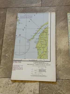 WWII Sectional Aeronautical Chart Map Lewiston (W-10) Restricted June 1943