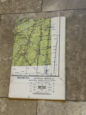 WWII Sectional Aeronautical Chart Map Little Rock (R-6) Restricted March 1943