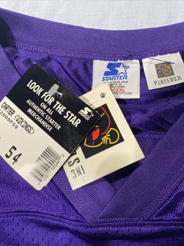 NWT VTG 1995 Minnesota Vikings Cris Carter #80 Starter Football Jersey 54 XXL - Thumbnail 2