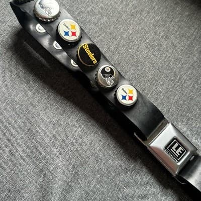 Little Earth Pittsburgh Steelers NFL Belt Bottle Cap Adjust 36”-38” Black