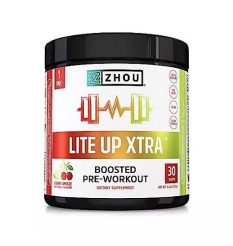 Zhou Lite Up Extra Boosted Pre-Workout 7.5oz (Cherry Limeade) Exp: 03/26-Fresh!