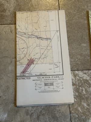 WWII Sectional Aeronautical Chart Map-Glacier Park (Y-3) Restricted April 1943