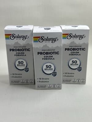 3X Solaray Mycrobiome Probiotic Colon 50 Billion CFU 30 Ct Microbiome VegCaps
