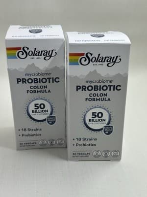 2X Solaray Mycrobiome Probiotic Colon 50 Billion CFU 30 Ct Microbiome VegCaps