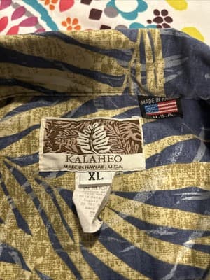 Vintage Kalaheo Hawaiian Shirt Size XL Made In Hawaii USA Style 802 Blue Beige - Thumbnail 2
