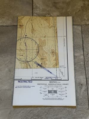 WWII Sectional Aeronautical Chart Map Salt Reno-(T-2) Restricted April, 1943