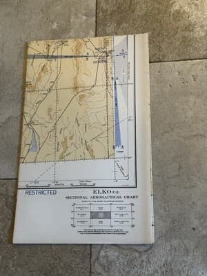 WWII Sectional Aeronautical Chart Map Elko (U-2) Restricted April 1943