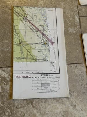 WWII Sectional Aeronautical Chart Map-Fargo (X-5) Restricted May 1943