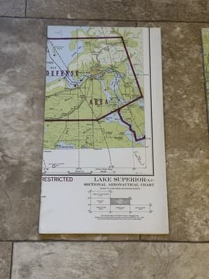 WWII Sectional Aeronautical Chart Map Lake Superior (X-7) Restricted May,1943