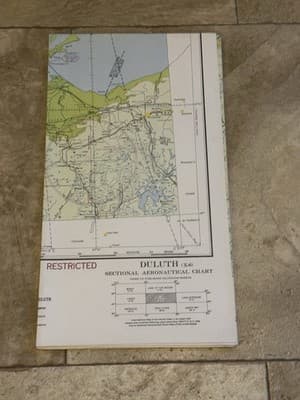 WWII Sectional Aeronautical Chart Map Lake Duluth (X-6) Restricted May, 1943