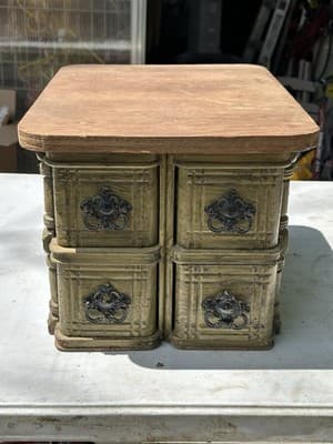 ANTIQUE SINGER ORNATE 4 DRAWER SEWING BOX