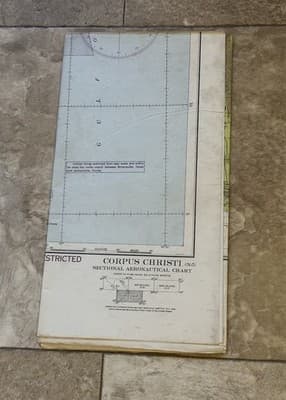 WWII Sectional Aeronautical Chart Map Corpus Christi (N-5) Restricted July 1943