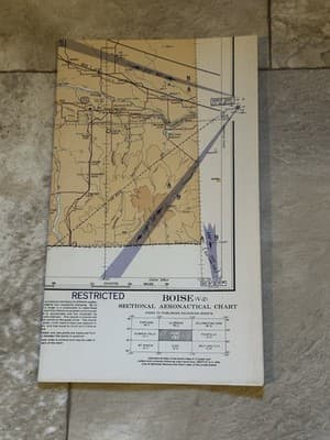 WWII Sectional Aeronautical Chart Map Boise (V-2) Restricted April 1943
