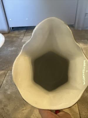 Large Antique Porcelain 16.5” (D) Wash Basin And 12” (H) Pitcher With Gold Trim - Thumbnail 5