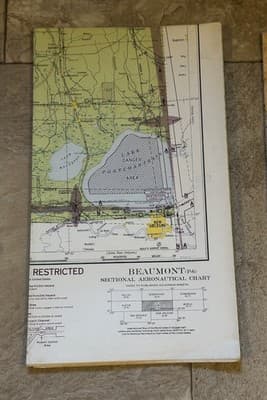 WWII Sectional Aeronautical Chart Map Beaumont (P-6) Restricted July 1943