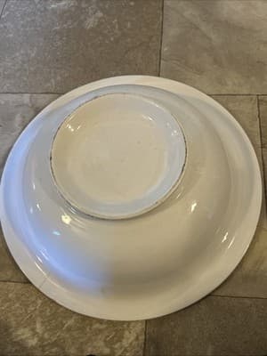 Large Antique Porcelain 16.5” (D) Wash Basin And 12” (H) Pitcher With Gold Trim - Thumbnail 3