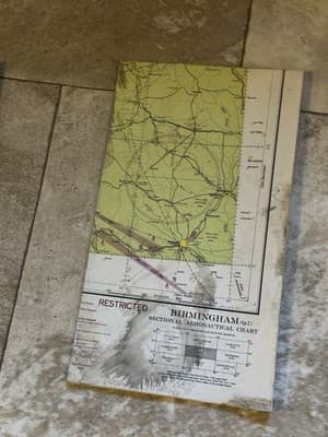 WWII Sectional Aeronautical Chart Map Birmingham (Q-7) Restricted Sept. 1943