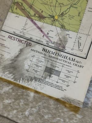 WWII Sectional Aeronautical Chart Map Birmingham (Q-7) Restricted Sept. 1943 - Thumbnail 2
