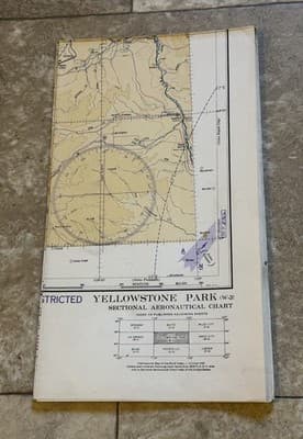 WWII Sectional Aeronautical Chart Map Yellowstone (W-3) Restricted April 1943