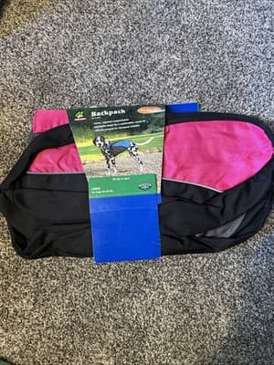 Top Paw Backpack Large 50-69 Lbs Zippered Vest Harness Pink Black Collar
